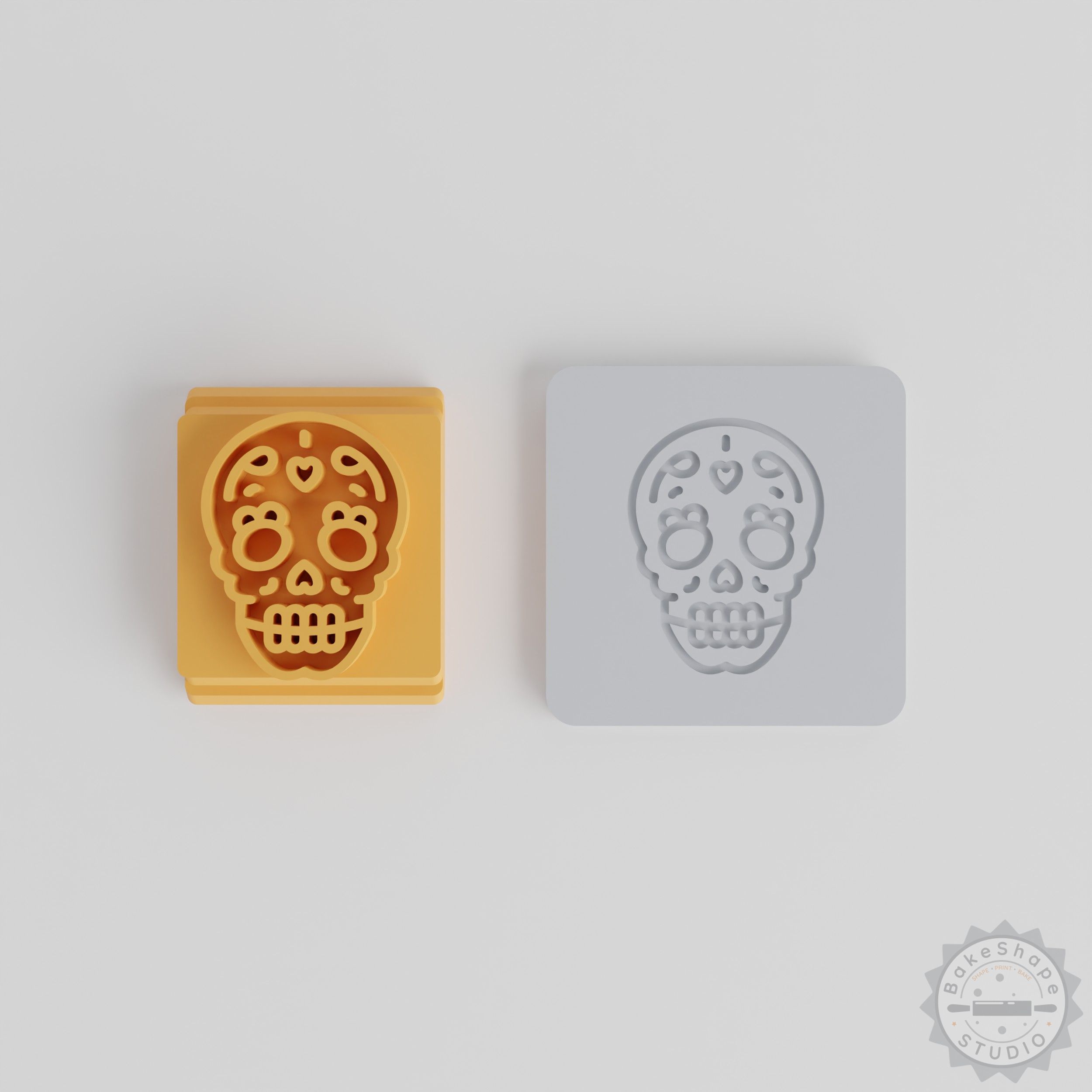 Skull Stamp Tile Set, 5 Sizes, Perfect for Clay, Cookies, Fondant, Halloween Skull Design