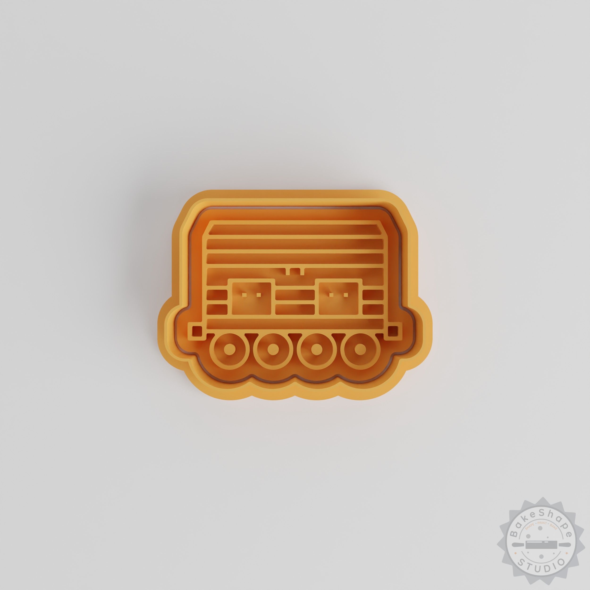 Train cookie cutter and stamp STL for 3D printing railway transportation-themed cookies and fondant