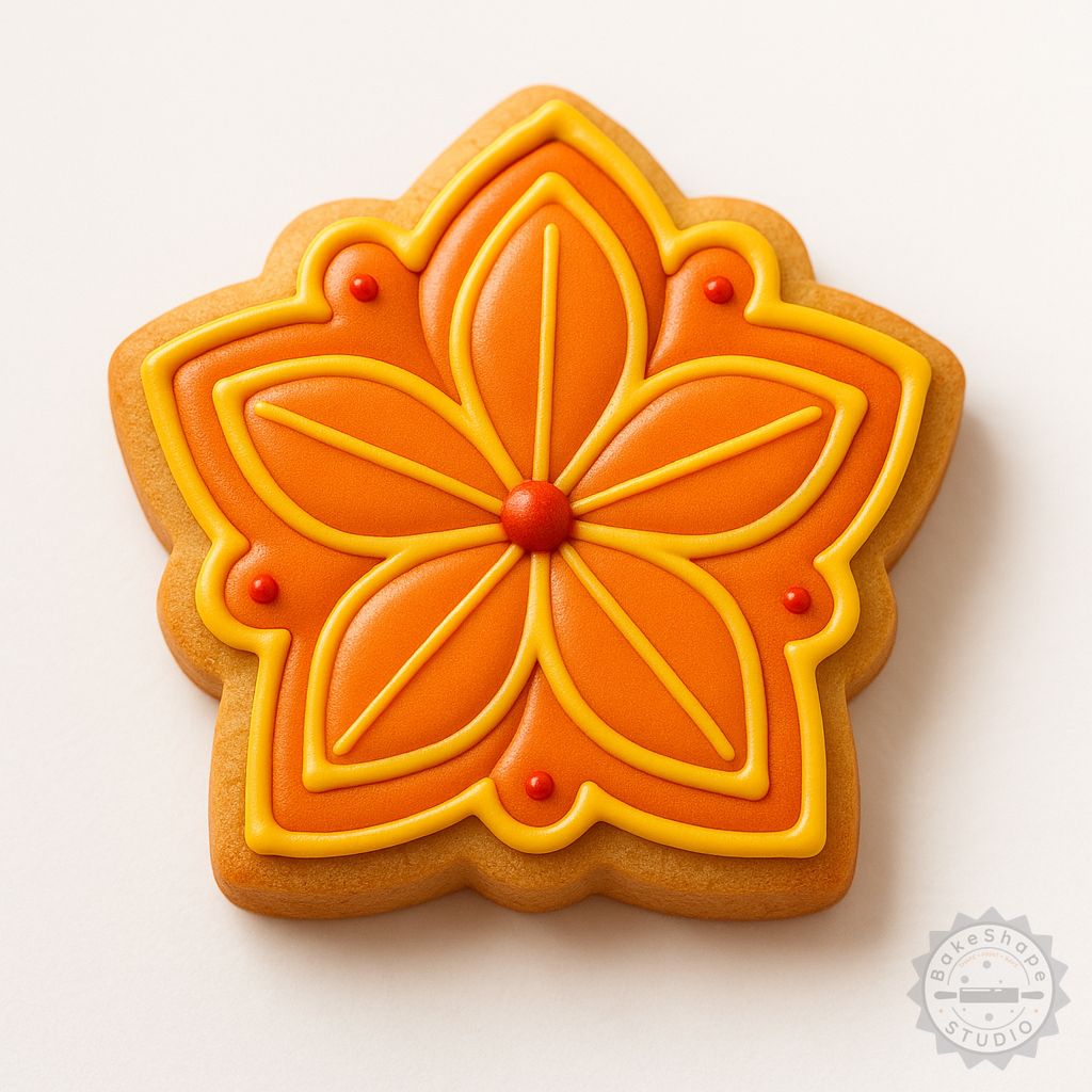 Flower shape cookie cutter and stamp set STL files for 3D printing with Day of the Dead floral design