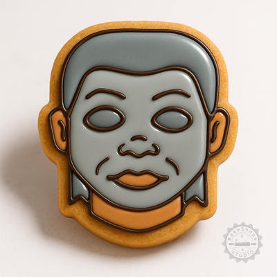 Decorated example 1 of Michael Myers Shape Cutter and Stamp Set, Halloween Horror Mask Cookie Fondant Tools