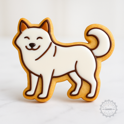 Decorated example 1 of Dog Cookie Cutter and Stamp Set, 6-Piece, S-M-L Sizes, Perfect for Cookies, Fondant