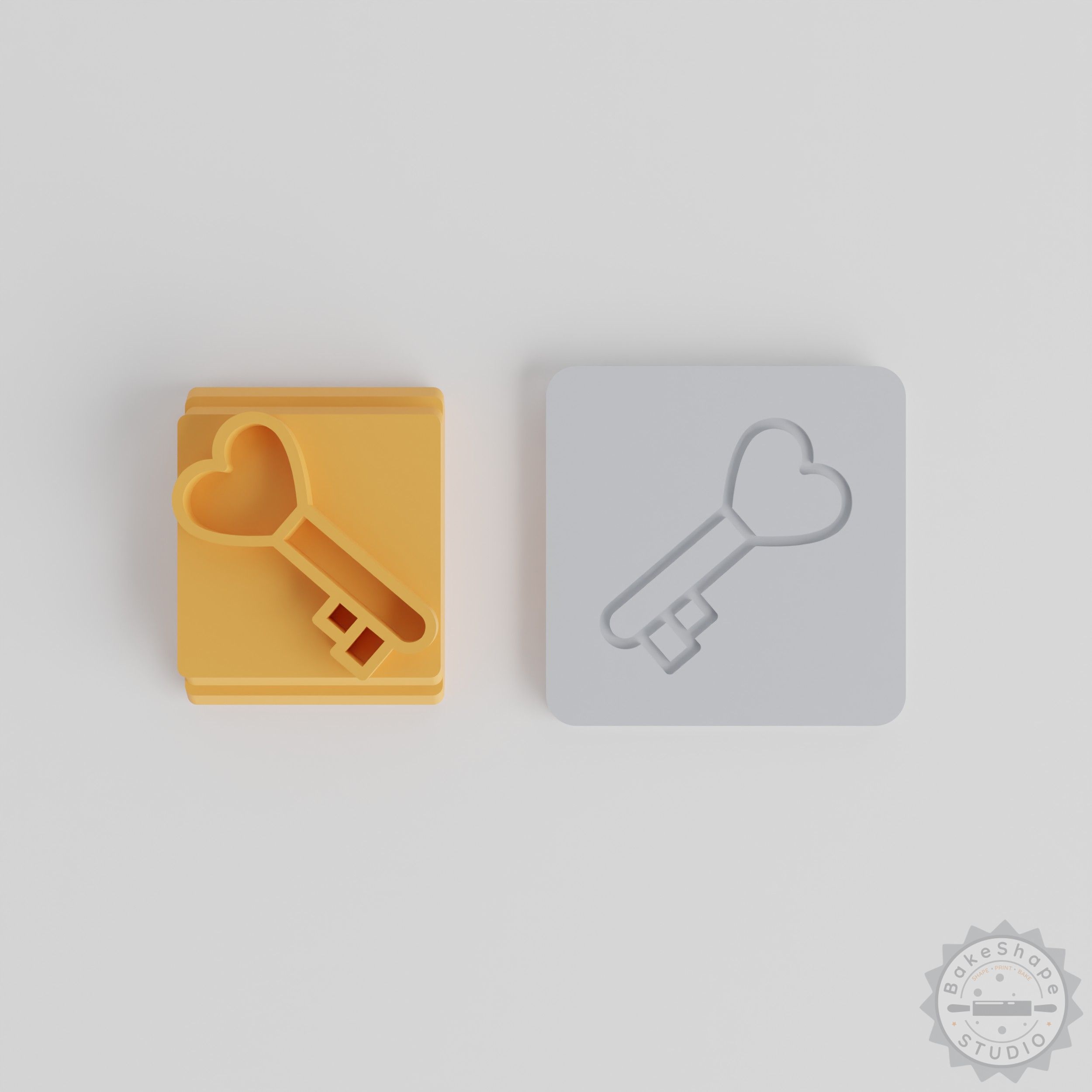 Heart Key Stamp Tile Set, 5 Designs, Perfect for Clay, Cookies, Fondant