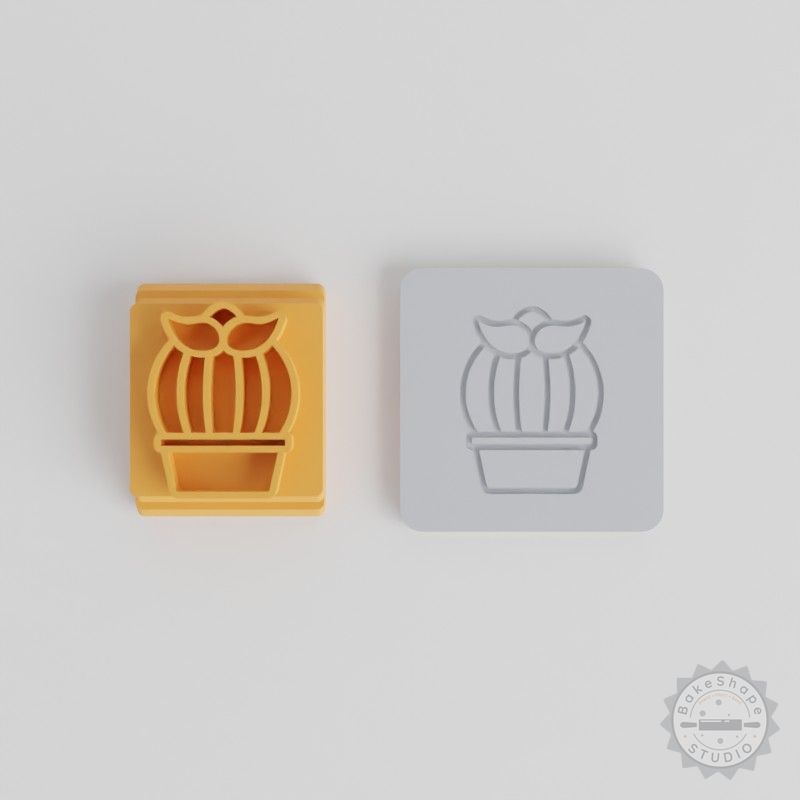 Cactus Flower Stamp Tile Set, 5-Piece, Motif Sizes 20-40mm, for Clay, Cookies, Fondant