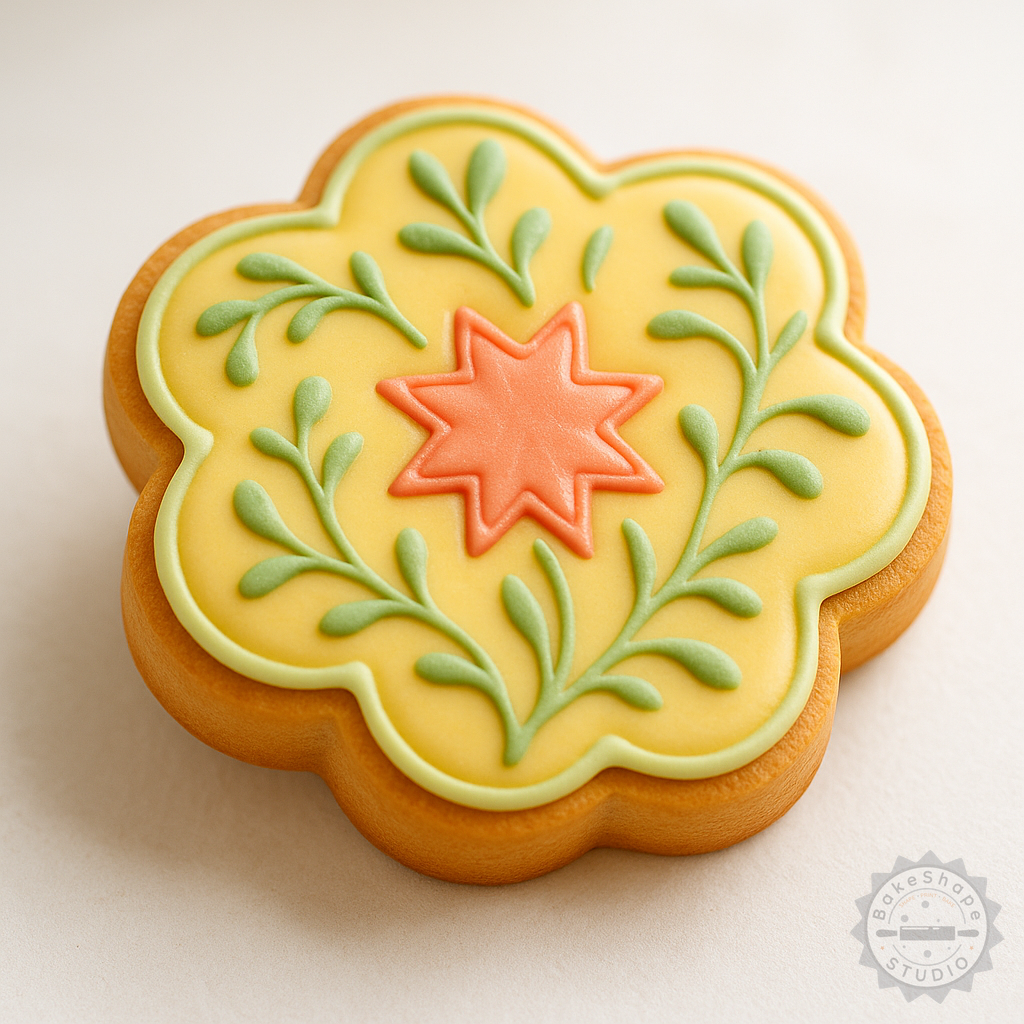 Decorated example 1 of Flower Shape Cutter and Stamp Set, Cookie and Fondant Tools, 6-Piece, Includes S/M/L Sizes