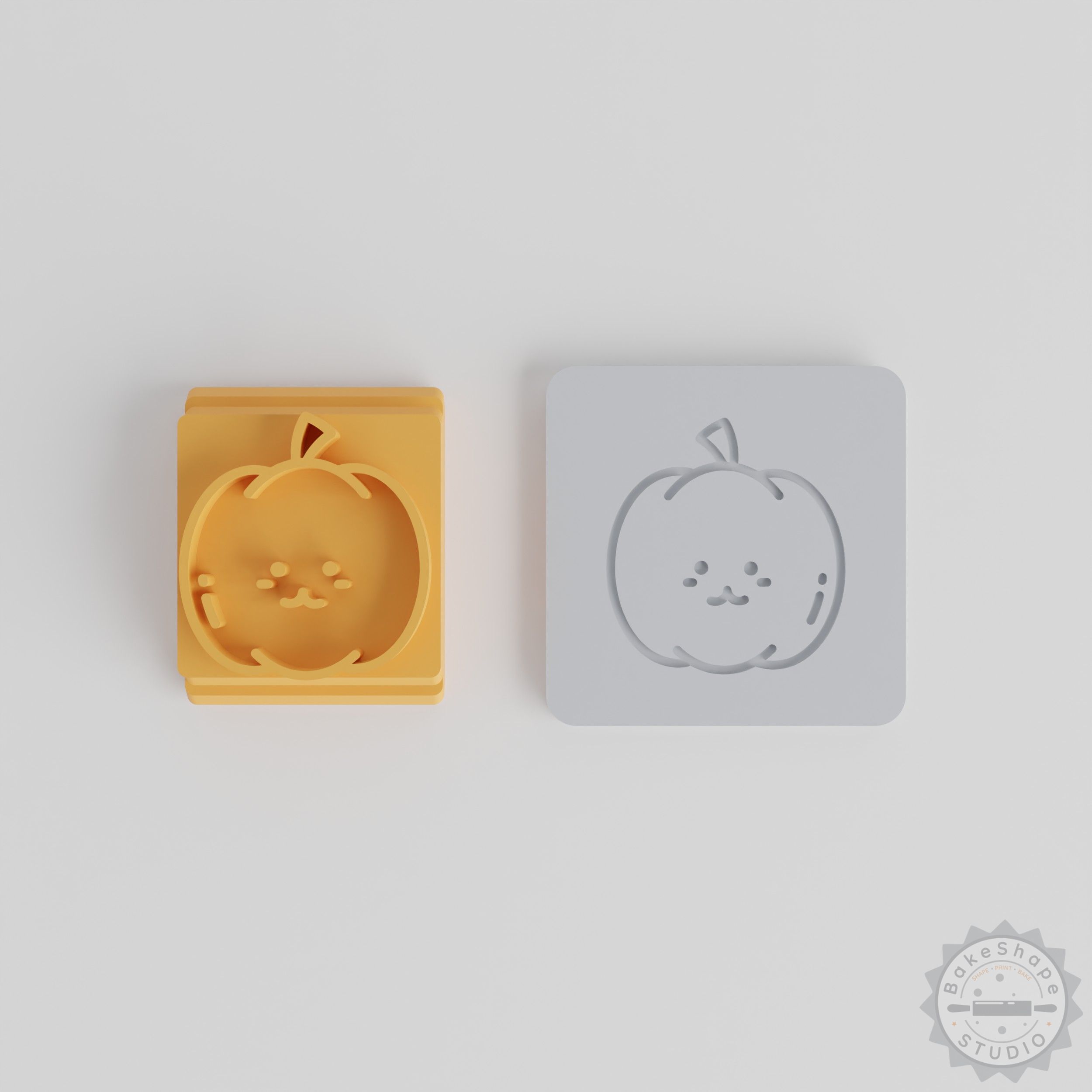 Pumpkin Faces Stamp Tile Set, 5-Piece, 20-40mm Sizes, Perfect for Clay, Cookies, Fondant