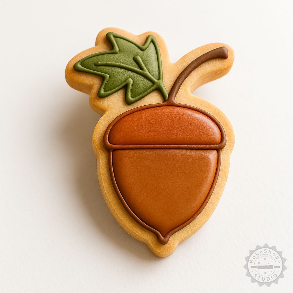 Acorn shape cutter and stamp set STL for 3D printing, featuring three sizes for cookies and fondant decoration