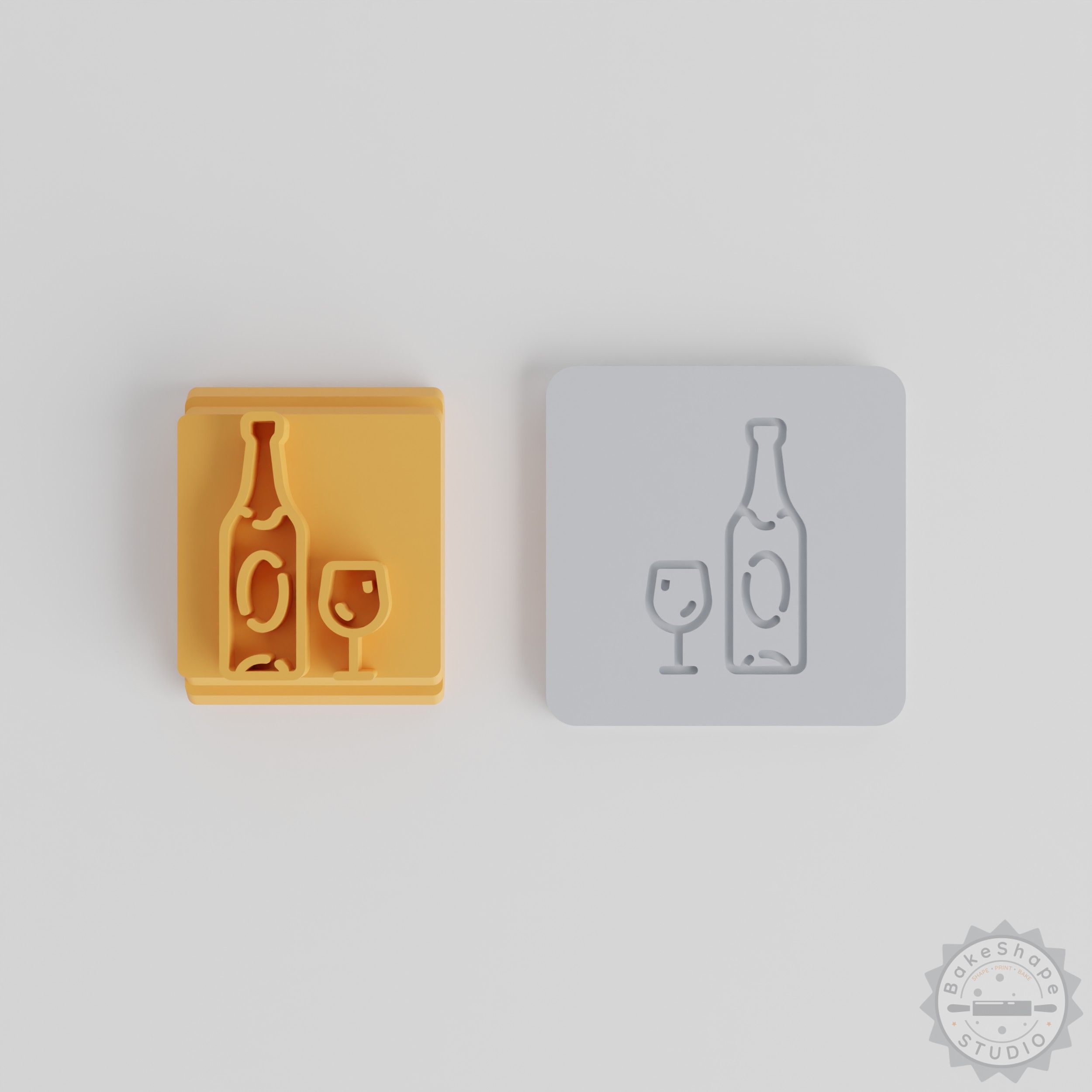 Stamp Tile Set, 5 Sizes, Ideal for Clay, Cookies & Fondant, Champagne Motif