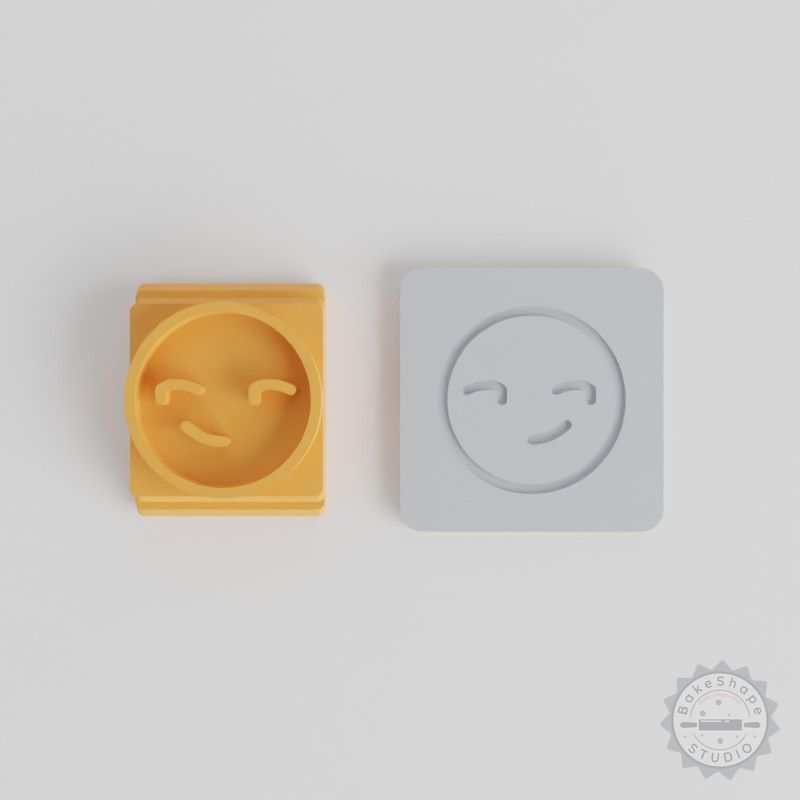 Smirking Stamp Tile Set, 5 Sizes for Clay and Fondant, Sly Smile and Emoji Designs