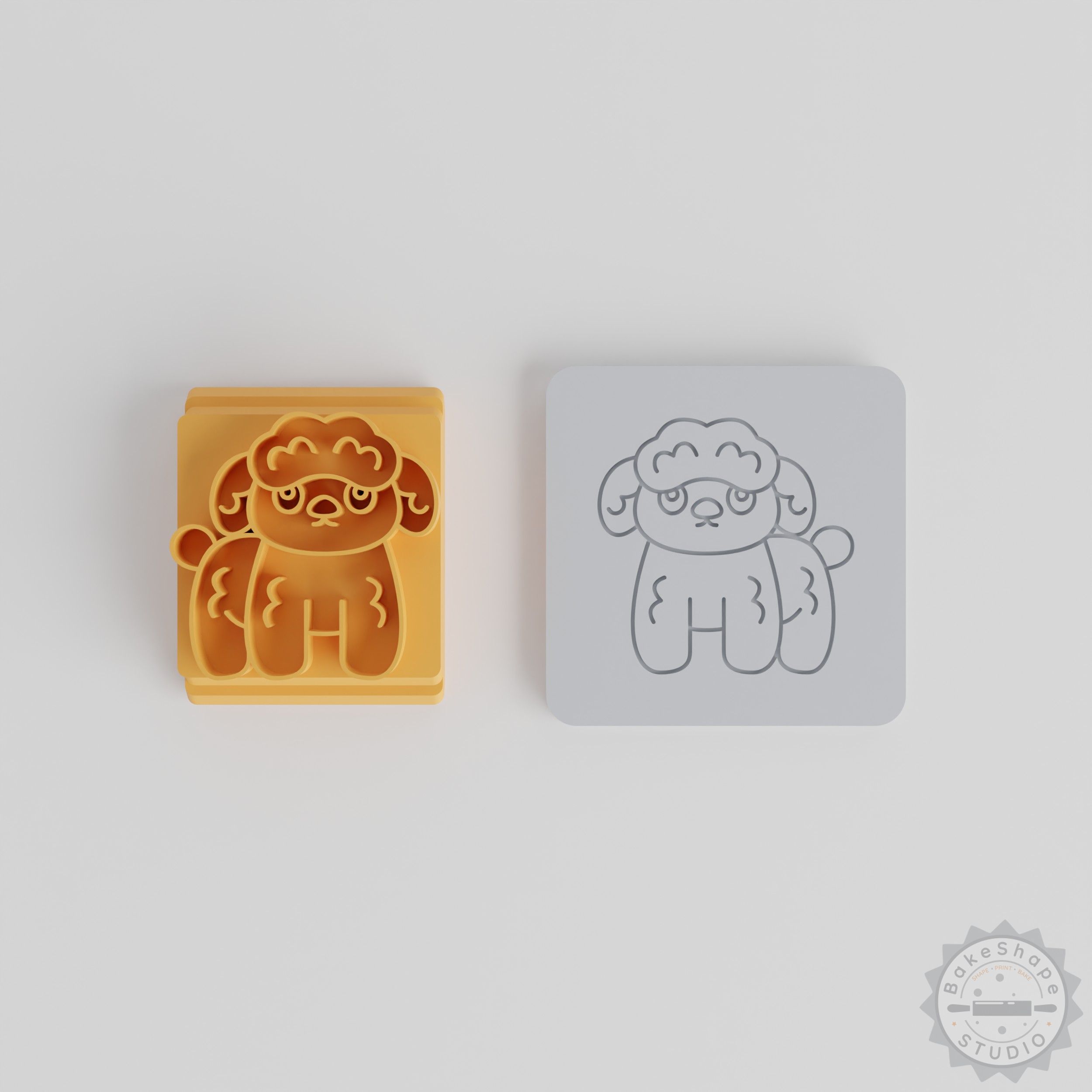 Poodle Stamp Tile Set, 5 Motif Sizes for Clay, Cookie, Fondant, Dog Design