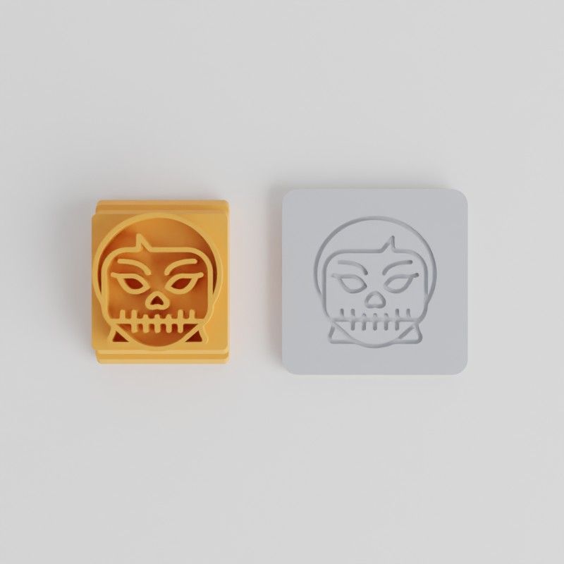 Skull Girl Stamp Tile Set, 5 Sizes (20-40mm), Perfect for Clay, Cookie, Fondant Crafting