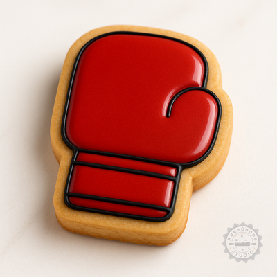 Decorated example 1 of Boxing Glove Shape Cutter and Stamp Set, 6-Piece Cookie and Fondant Decorator, Sizes S/M/L