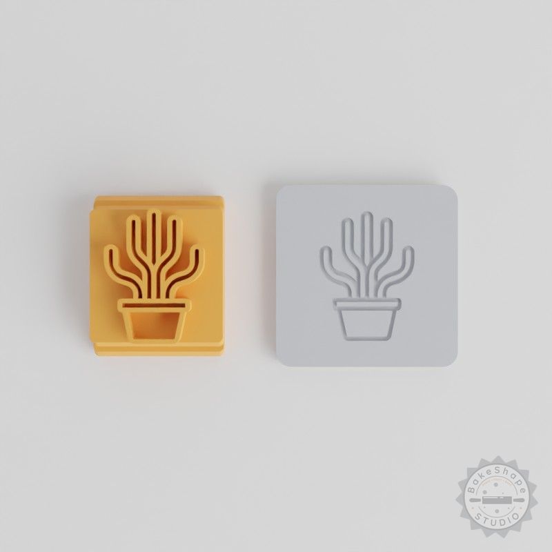 Tall Thin Cactus Stamp Tile Set, 5 Motif Sizes for Clay, Cookies, Fondant