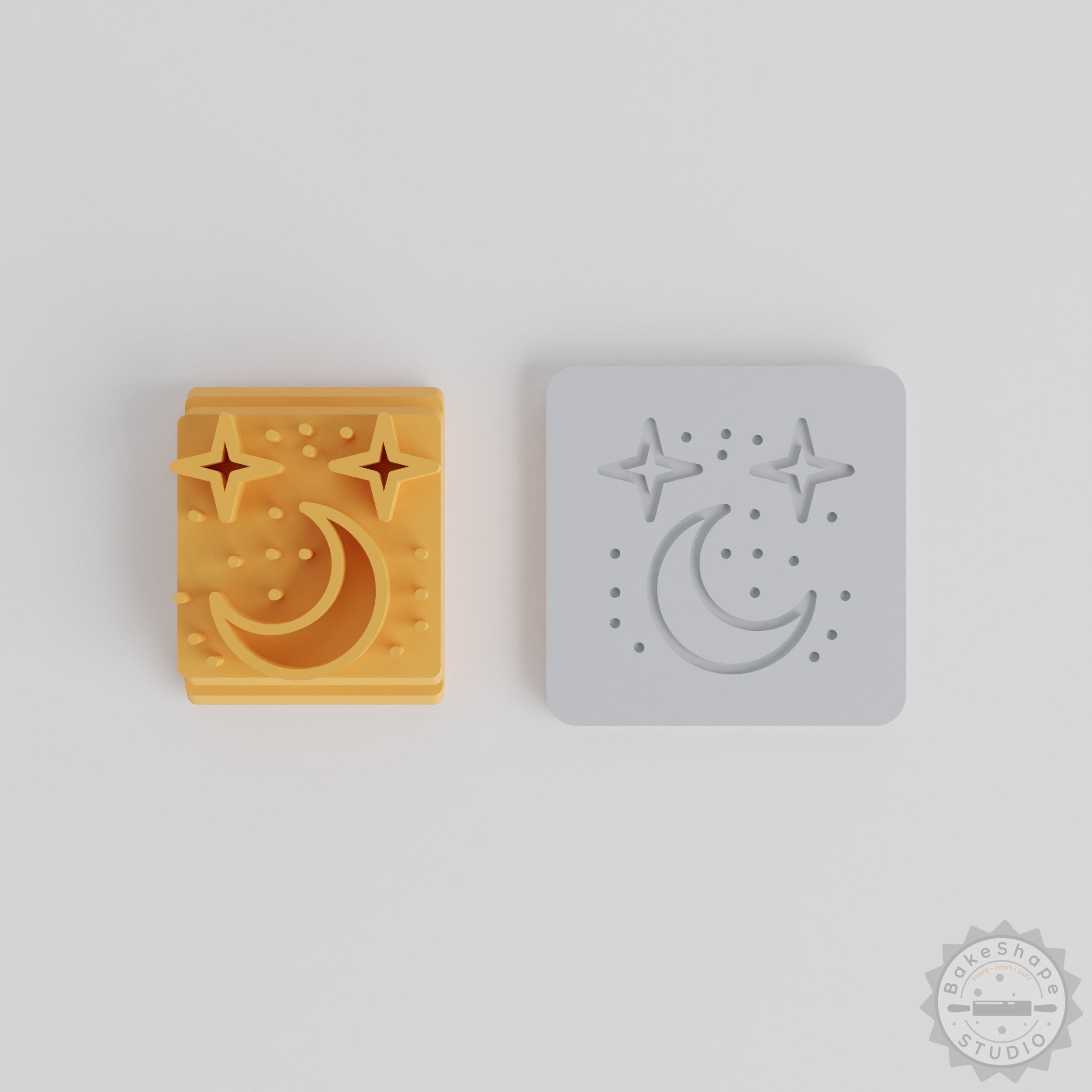 Crescent Moon Stamp Tile Set, 5 Piece, Motif Sizes 20-40 mm, For Clay, Cookies, Fondant and Soft Materials