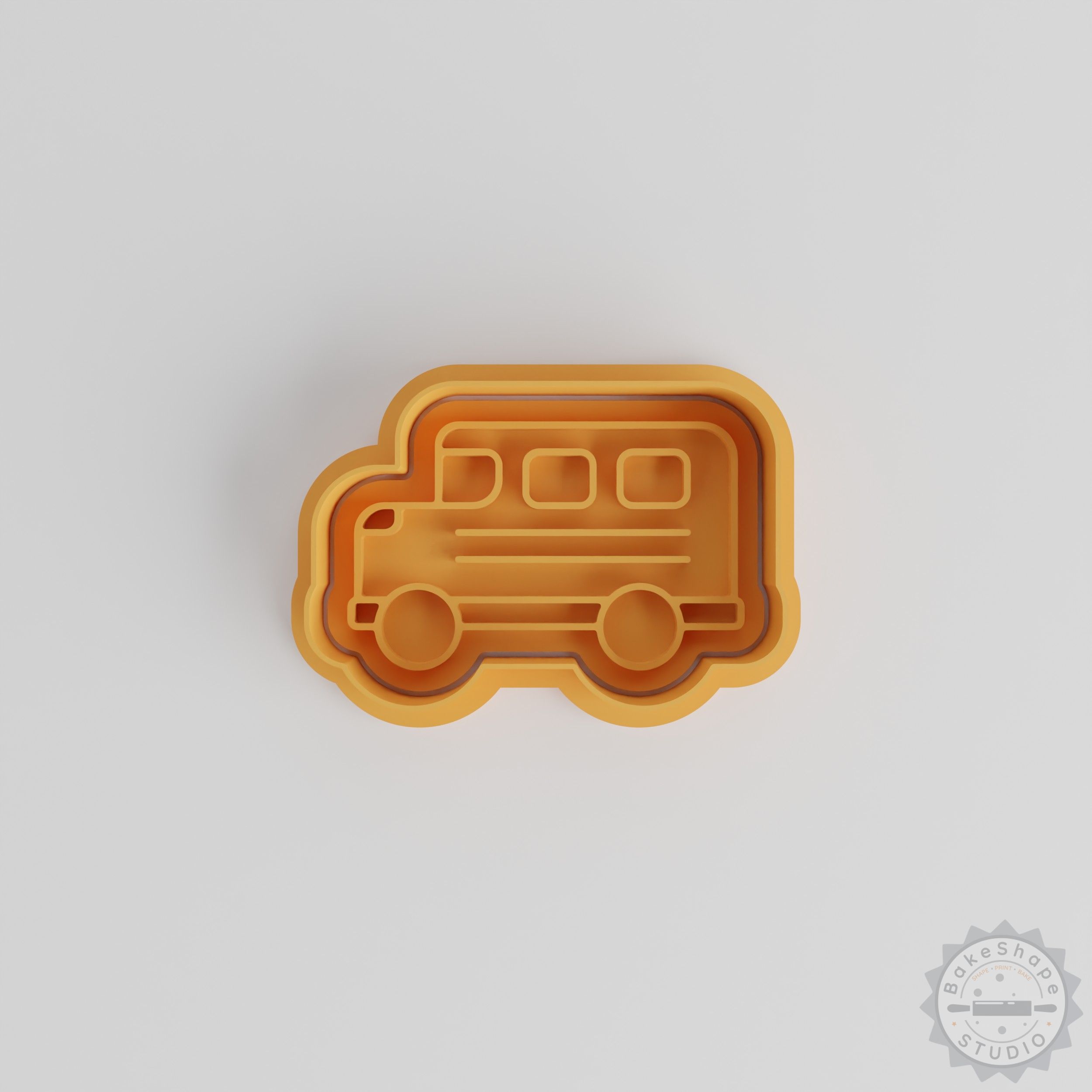 School Bus Shape Cutter Stamp Set, Cookie Fondant, 3 Sizes, Bakery Decoration Tool