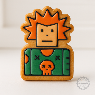 Decorated example 1 of Punk Shape Cutter and Stamp Set for Cookies and Fondant, 6-Piece Collection, Sizes S/M/L