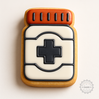Decorated example 1 of Dental Medication Shape Cutter and Stamp Set, Perfect for Cookies and Fondant, 6-Piece S/M/L