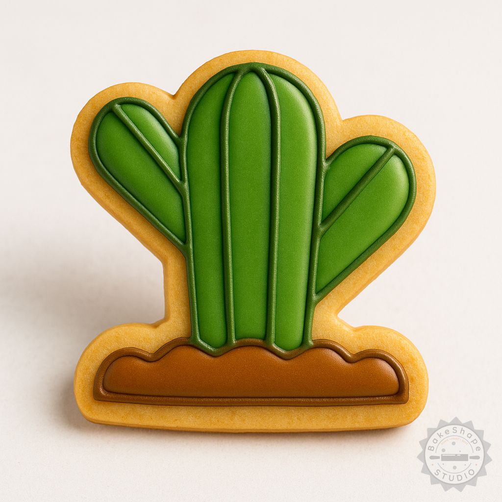 Cactus cookie cutter and stamp set STL files in small, medium, and large sizes for 3D printing