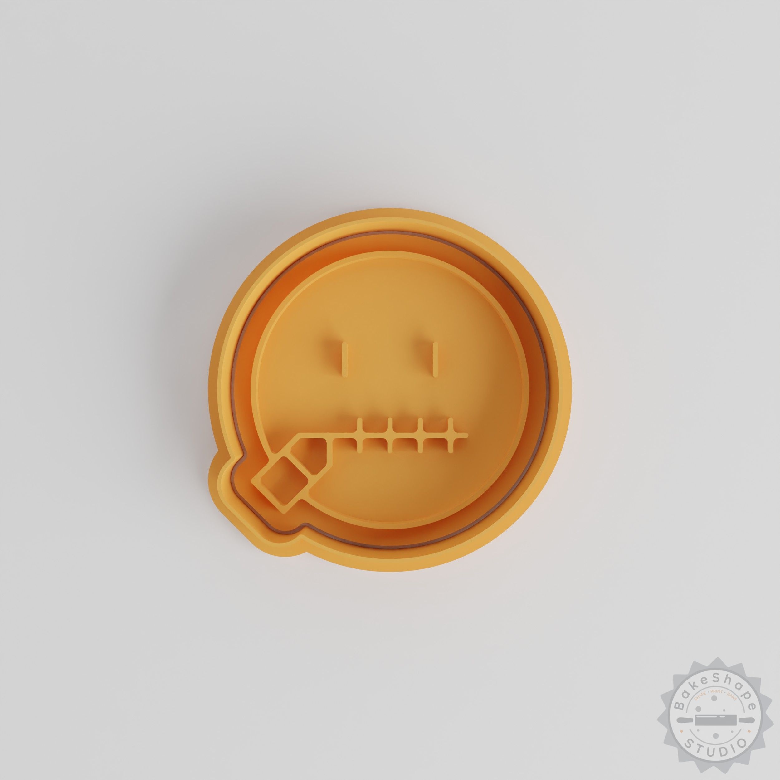 Zipper Mouth Emoji Shape Cutter Set, Cookie Cutter, Fondant Stamp, 3 Sizes, 6 Pieces