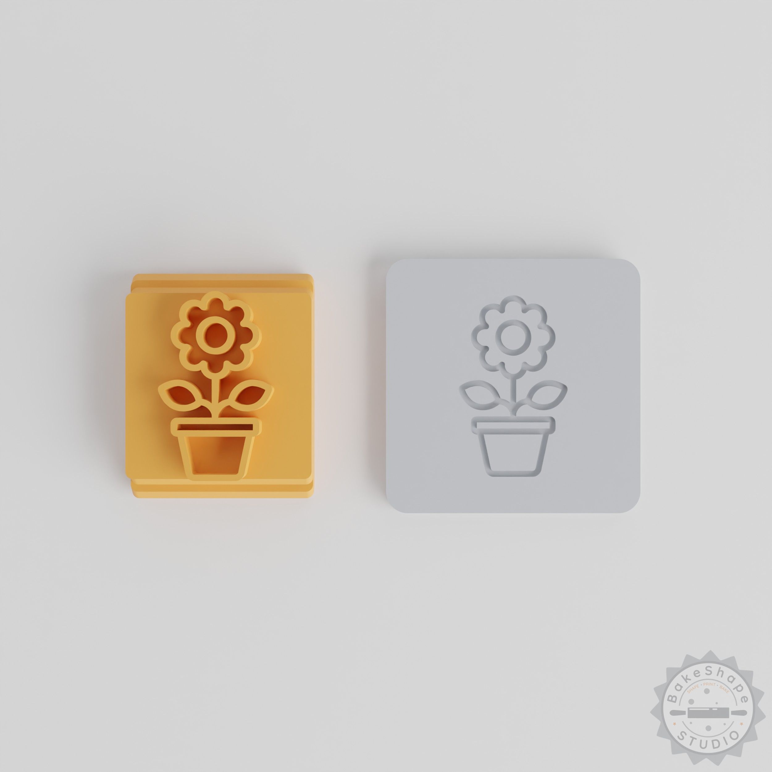 Potted Daisy Stamp Tile Set, 5 Motif Sizes for Clay, Cookies, Fondant, Botanical Flower Design