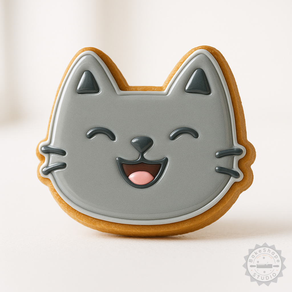 Decorated example 1 of Laughing Cookie Stamp & Cutter Set, 6-Piece, Perfect for Fondant, Includes S/M/L Sizes