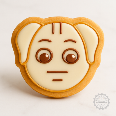 Decorated example 1 of Neutral Dog Shape Cutter and Stamp Set, 6-Piece Cookie and Fondant Tool Collection