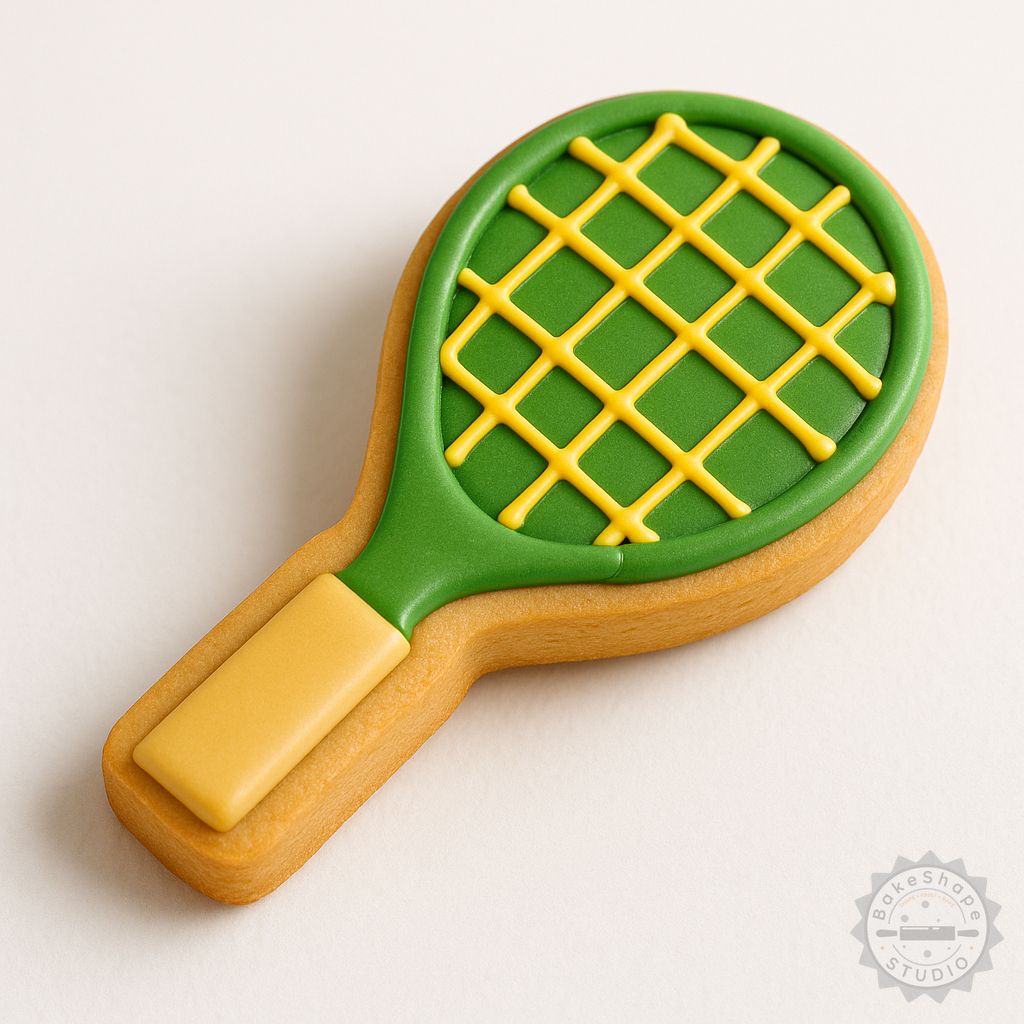 Tennis racket cutter and stamp set STL for 3D printing cookies and fondant decorations