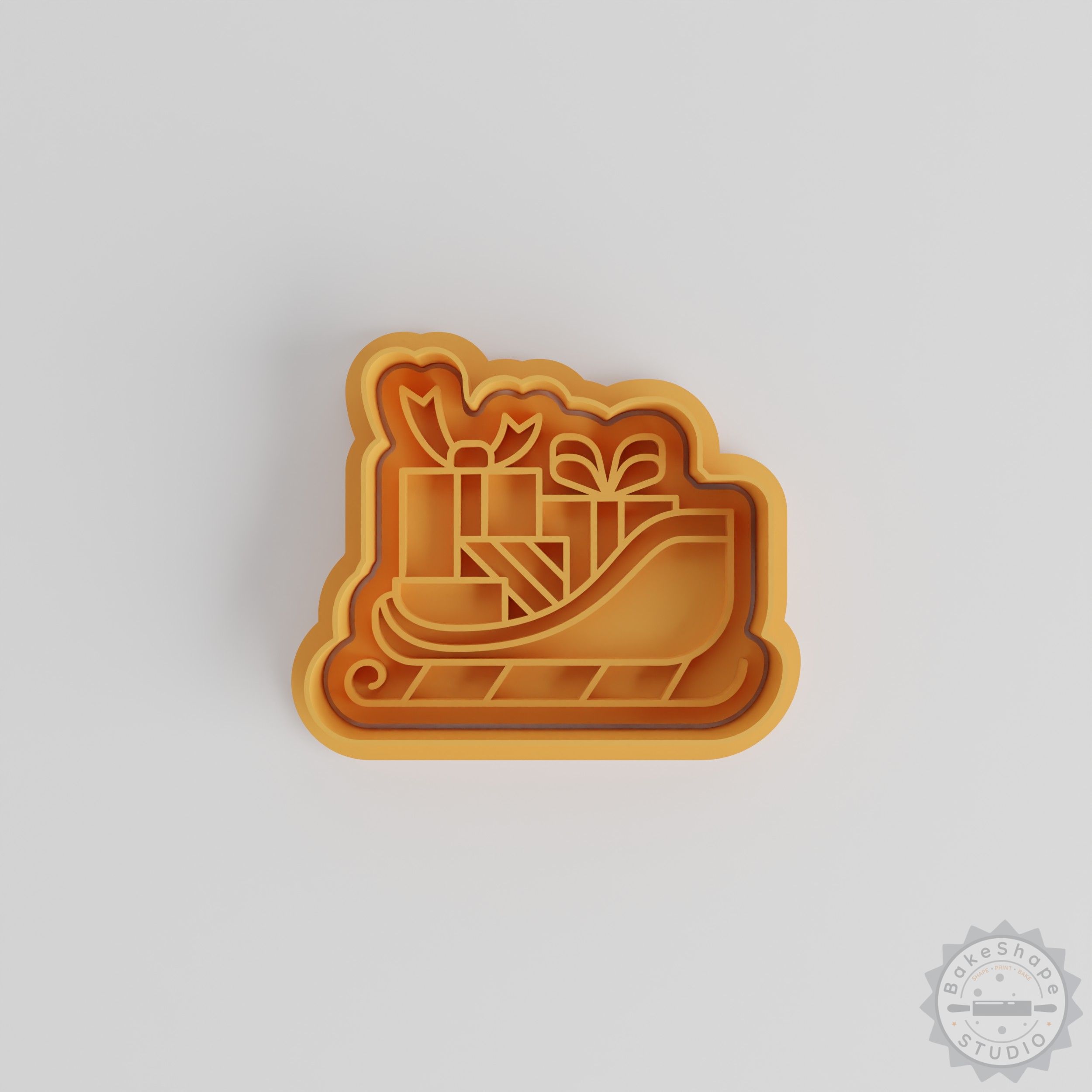 Sleigh Gift Shape Cutter and Stamp Set, 6-Piece Cookie, Fondant Christmas Tool Collection