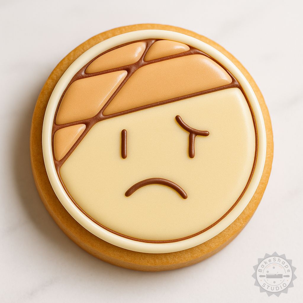 Bandaged emoji cookie cutter and stamp STL set with three sizes for 3D printing