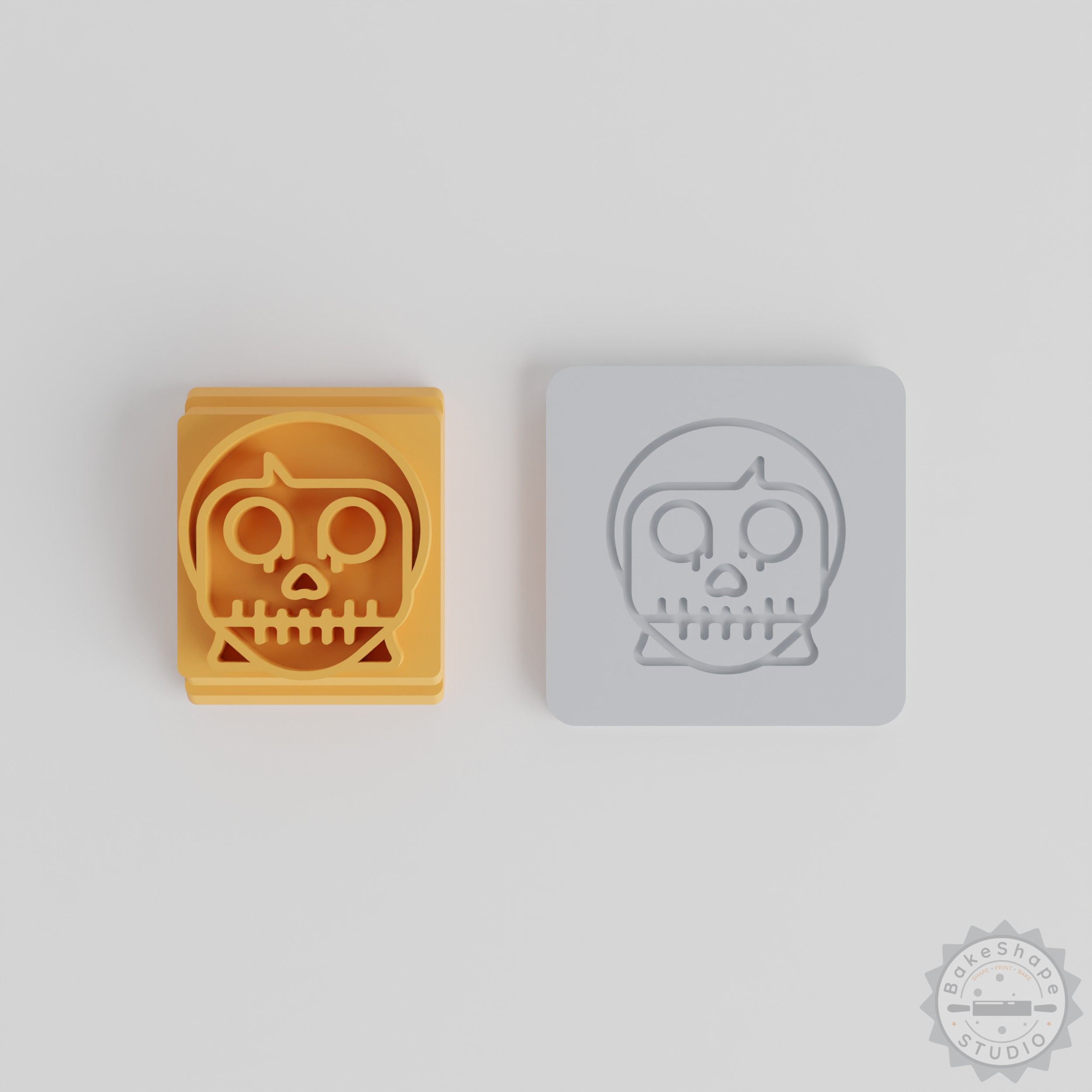 Skull Girl Stamp Tile Set, 5 Sizes, Perfect for Clay, Cookies, Fondant, Halloween Decor