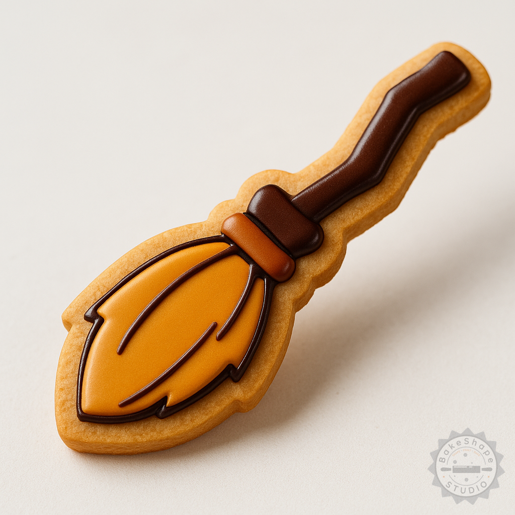 Decorated example 1 of Magic Broom Cookie Cutter Set, 6-Piece Fondant Stamp, Wizard Broomstick, Perfect for Baking