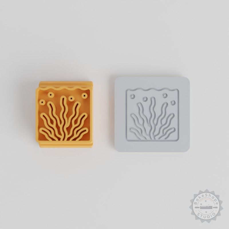 Seaweed Stamp Tile Set for Clay, Fondant & Cookies - 5 Sizes, Perfect Sea Plant Designs