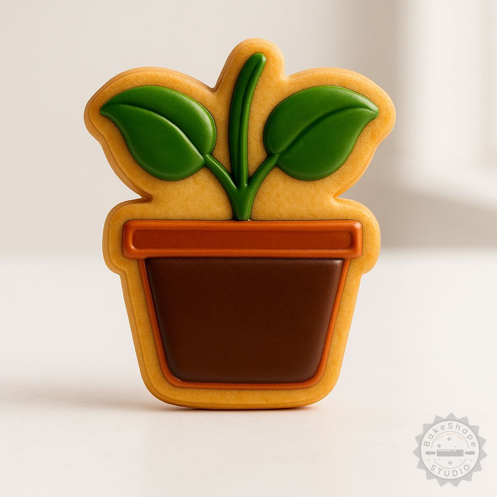 Growing plant cookie cutter and stamp set STL for 3D printing in small, medium, and large sizes