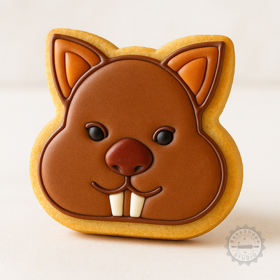 Decorated example 1 of Wombat Shape Cutter and Stamp Set, Cookie and Fondant Cutter, 6-Piece Australian Wildlife Baking Tools, S/M/L Sizes