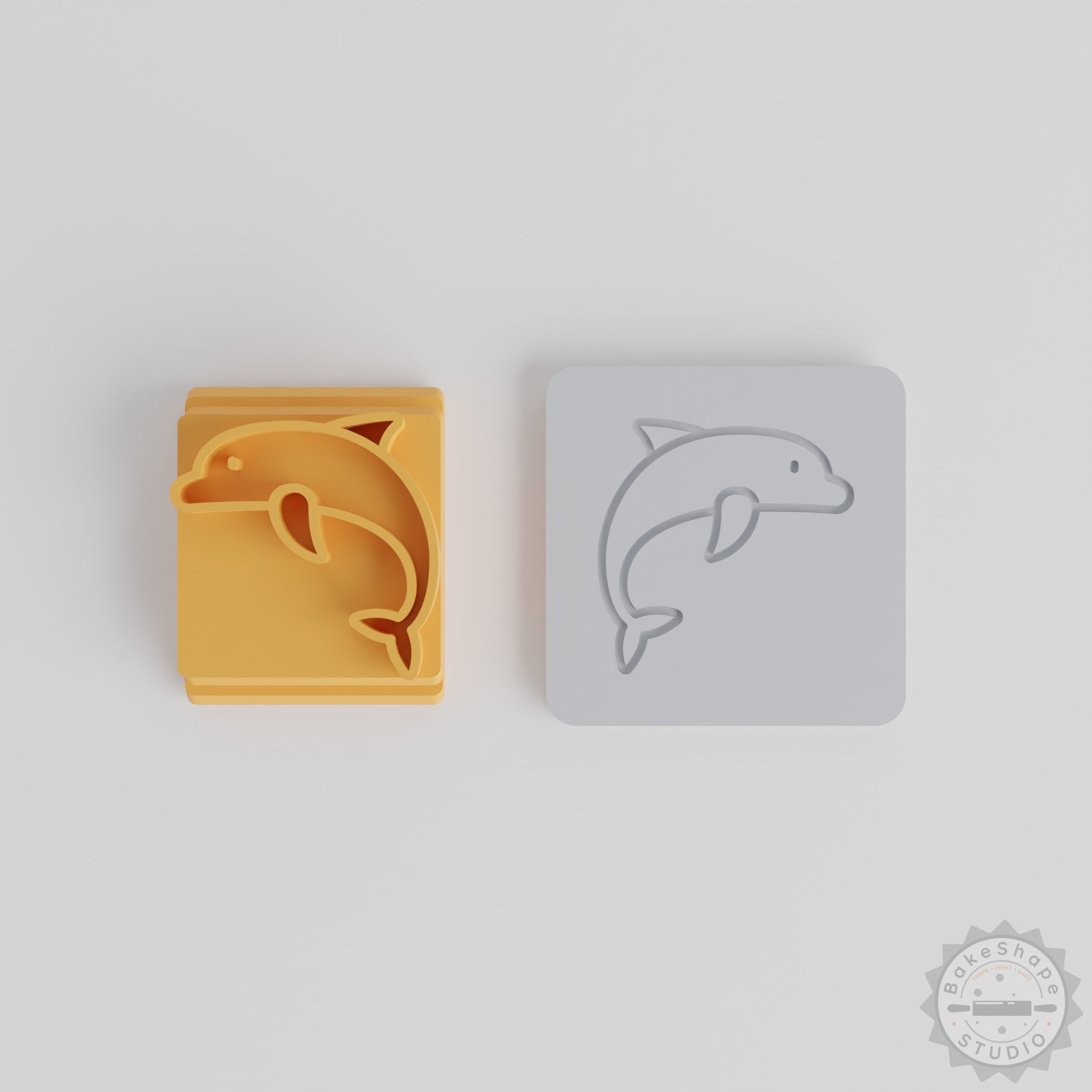 Dolphin Stamp Tile Set, 5 Motif Sizes for Clay, Cookies, Fondant, Sea Life Aquatic Design