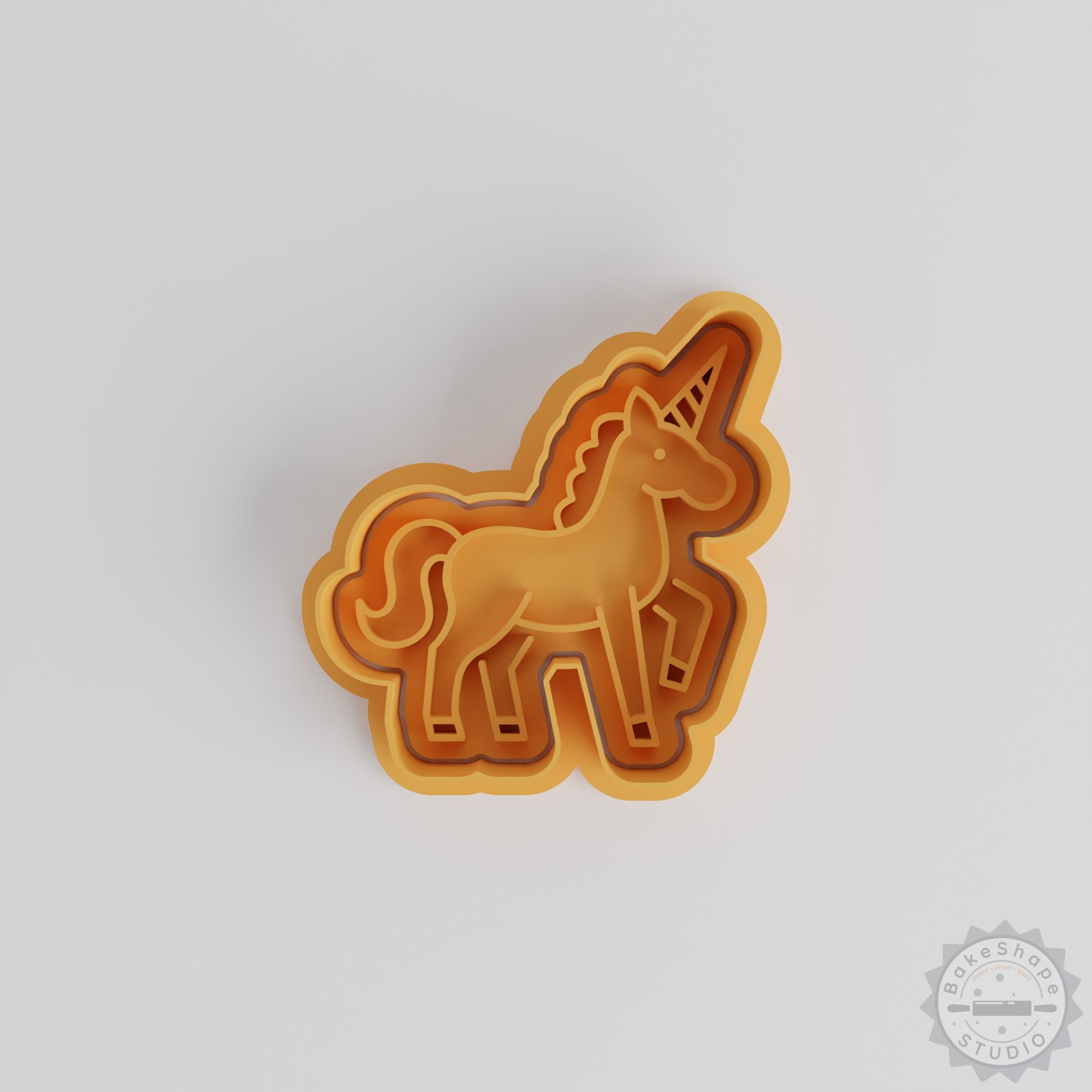 Unicorn cookie cutter and stamp set STL for 3D printing with small, medium, and large sizes