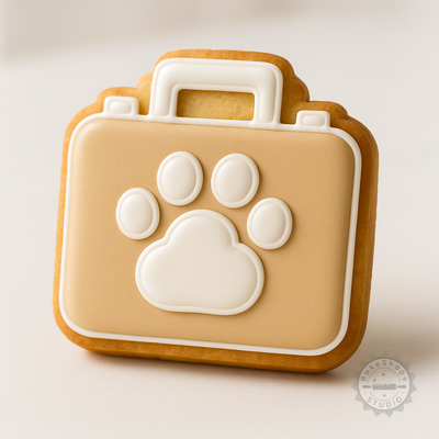Decorated example 1 of Veterinary Cookie Cutter and Stamp Set, 6-Piece Animal Design, Perfect for Fondant, S/M/L Sizes