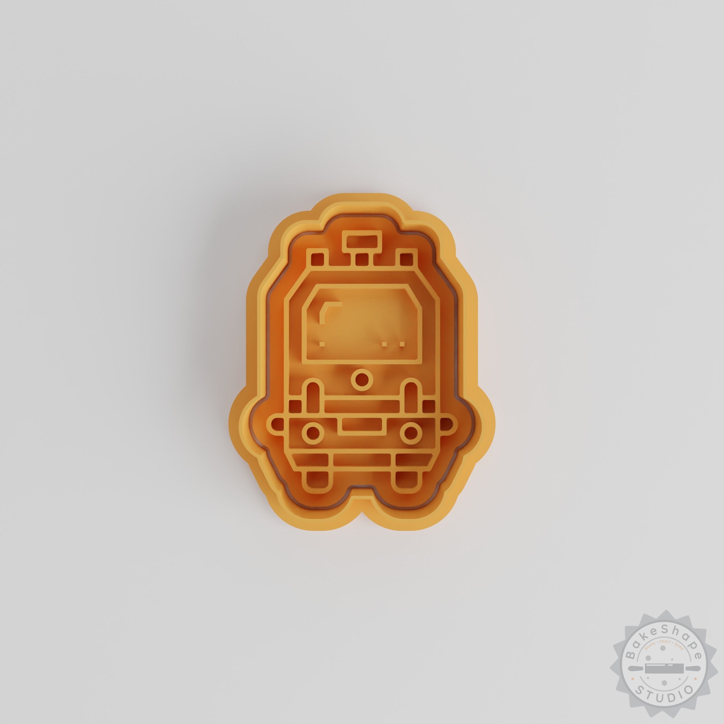 Train cookie cutter and stamp set STL for 3D printing in multiple sizes for baking and decorating