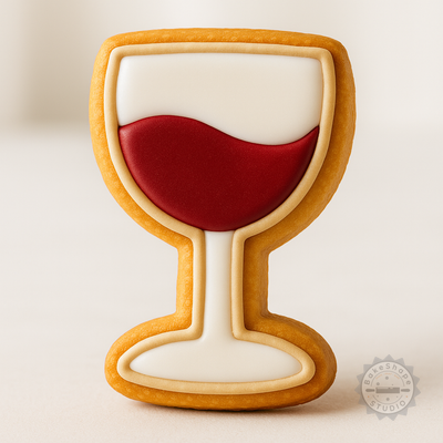 Decorated example 1 of Wine Shape Cookie Cutter and Stamp Set, S/M/L Sizes, 6-Piece Collection for Cookies and Fondant