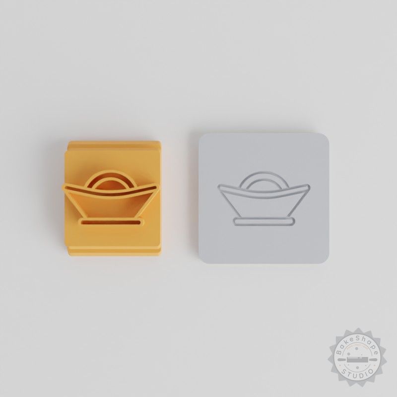 Sycee Stamp Tile Set, 5 Motif Sizes for Clay, Cookies, Fondant, Ancient Silver Ingot Design