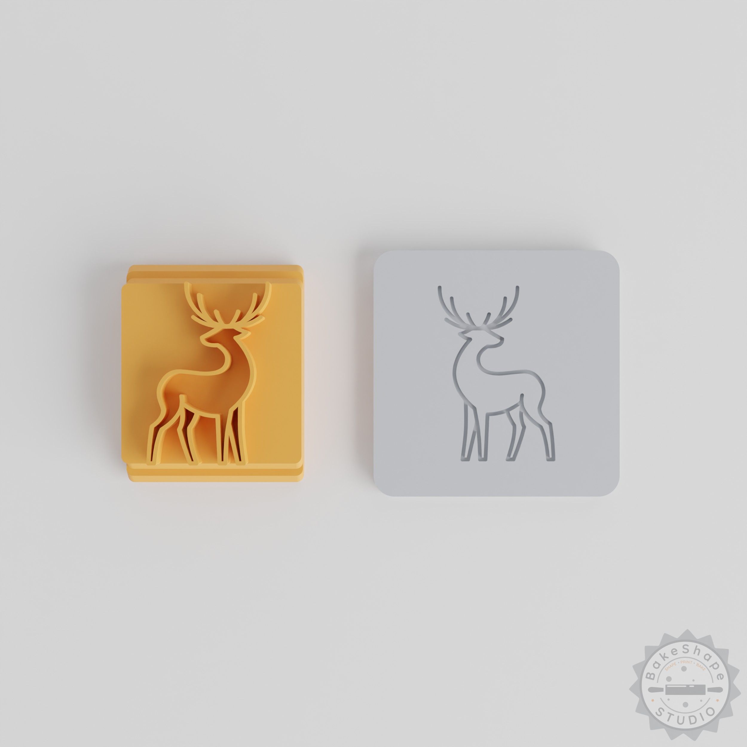Deer Stamp Tile Set, 5 Sizes, Clay & Cookie Decorating, Woodland Animal Motifs