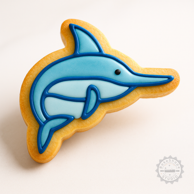 Decorated example 1 of Sword Fish Shape Cutter and Stamp Set, Cookie and Fondant Tools, 6 Pieces in S/M/L