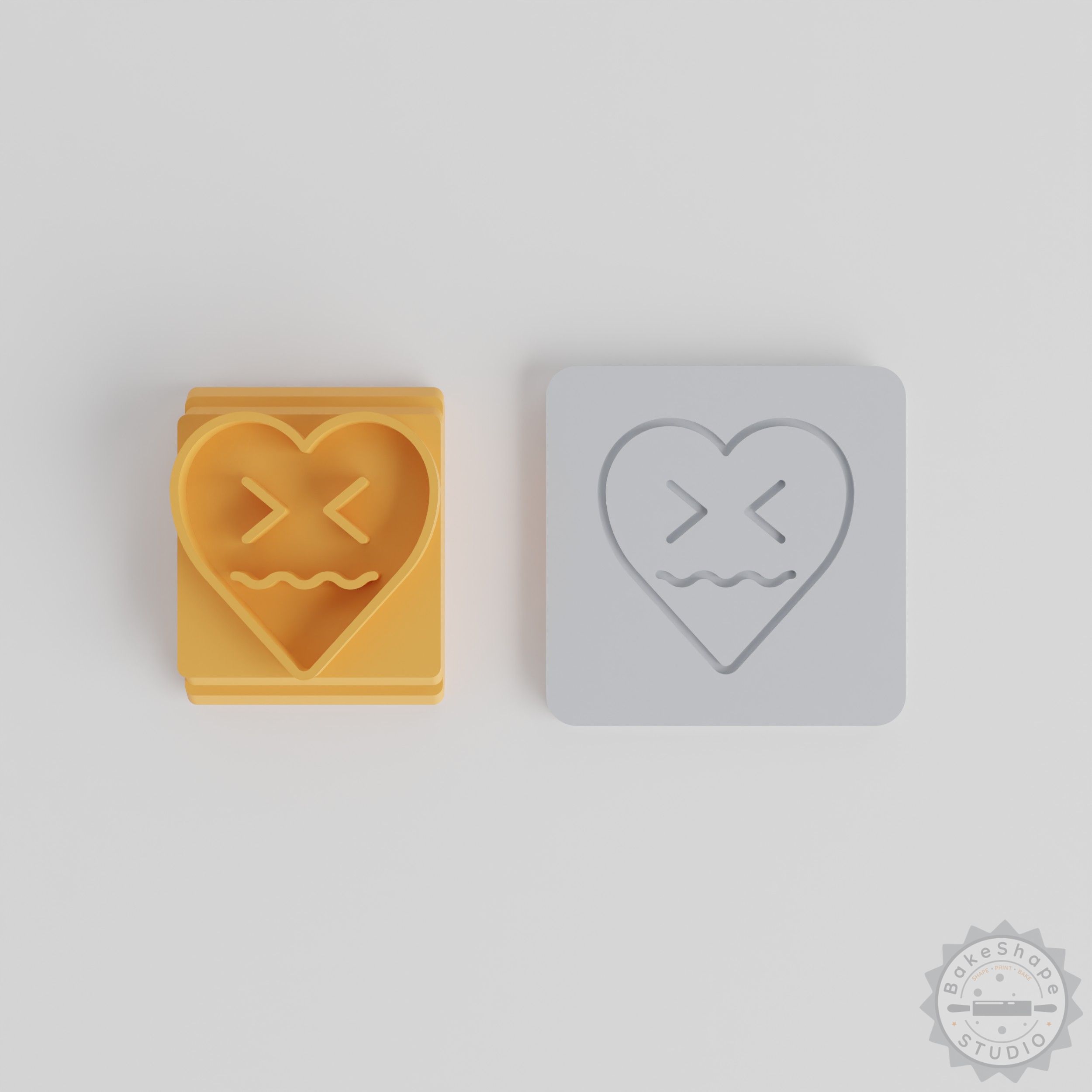 Anxious Face Stamp Tile Set, 5 Sizes (20-40mm), Perfect for Clay, Cookies, Fondant