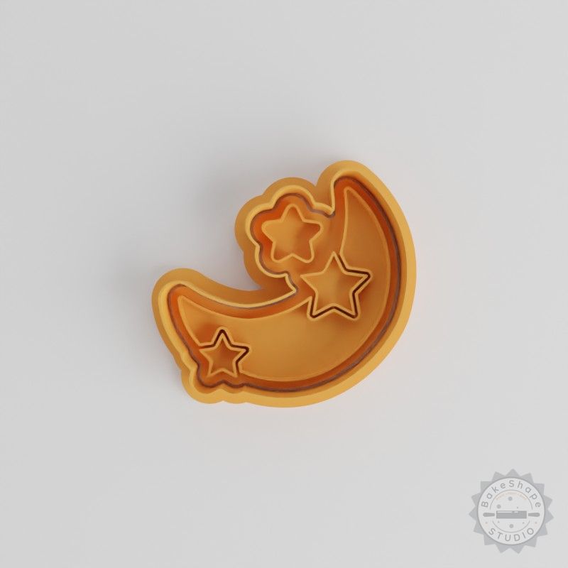 Moon Cookie Cutter and Stamp Set, 6-Piece, Perfect for Cookies & Fondant, S/M/L Sizes, Lunar Night Sky Design