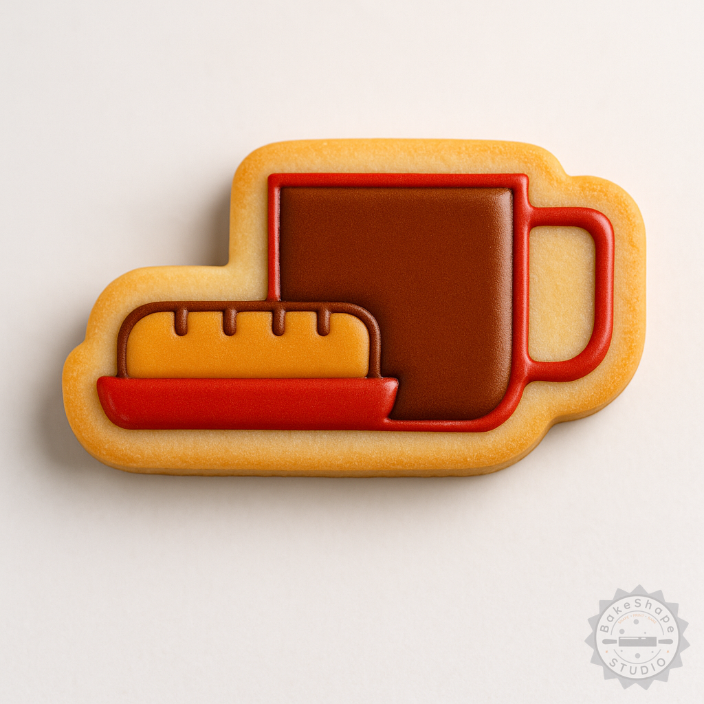 Decorated example 1 of Breakfast Shape Cutter and Stamp Set, Perfect for Cookies and Fondant, 6 Pieces, Includes Sizes S-M-L