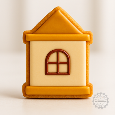 Decorated example 1 of House Cookie Cutter Set, Perfect for Cookies and Fondant, 6-Piece Shape Cutter and Stamp, S/M/L Sizes