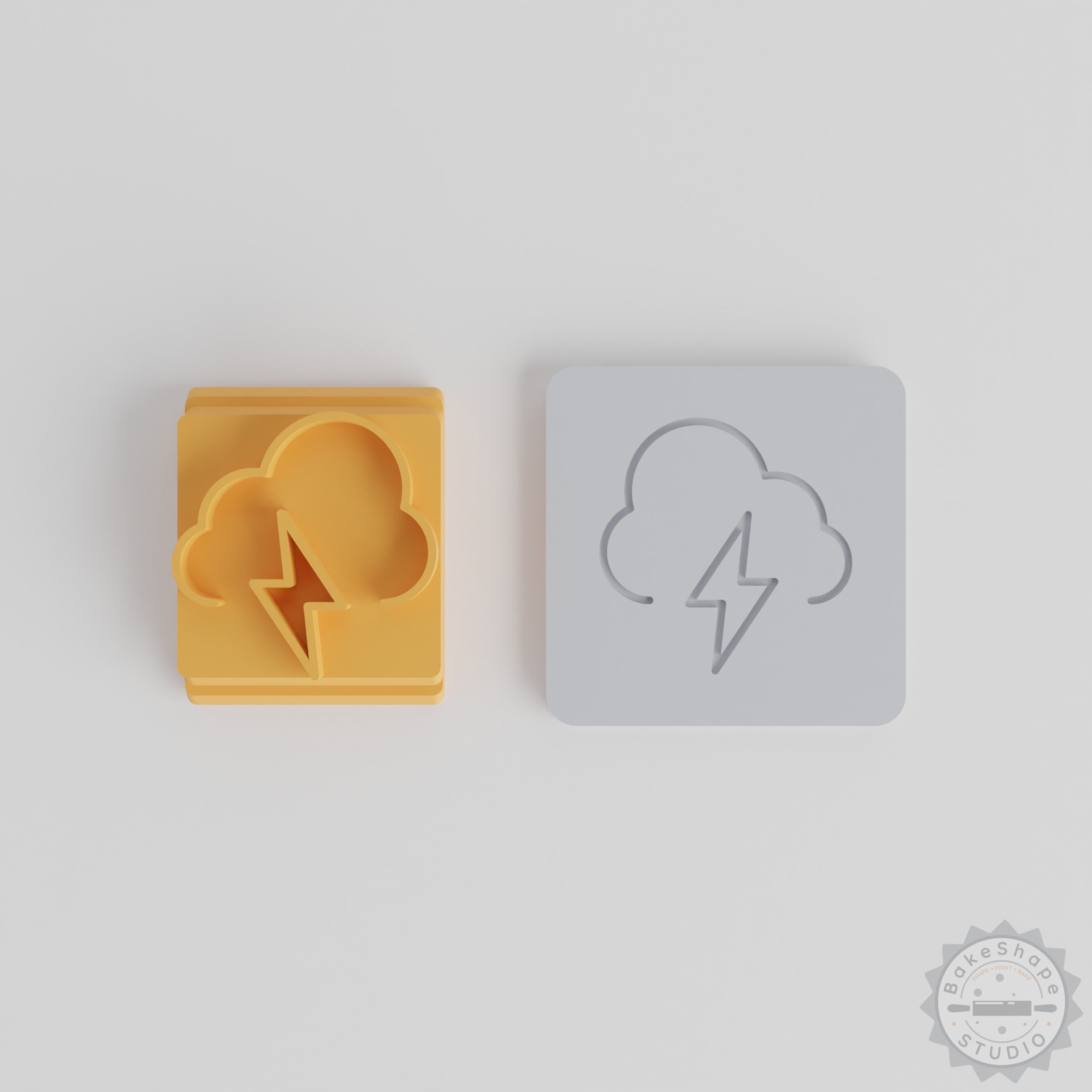 Thunder Stamp Tile Set, 5 Sizes, Weather Lightning Motif for Clay, Cookie, Fondant Crafting