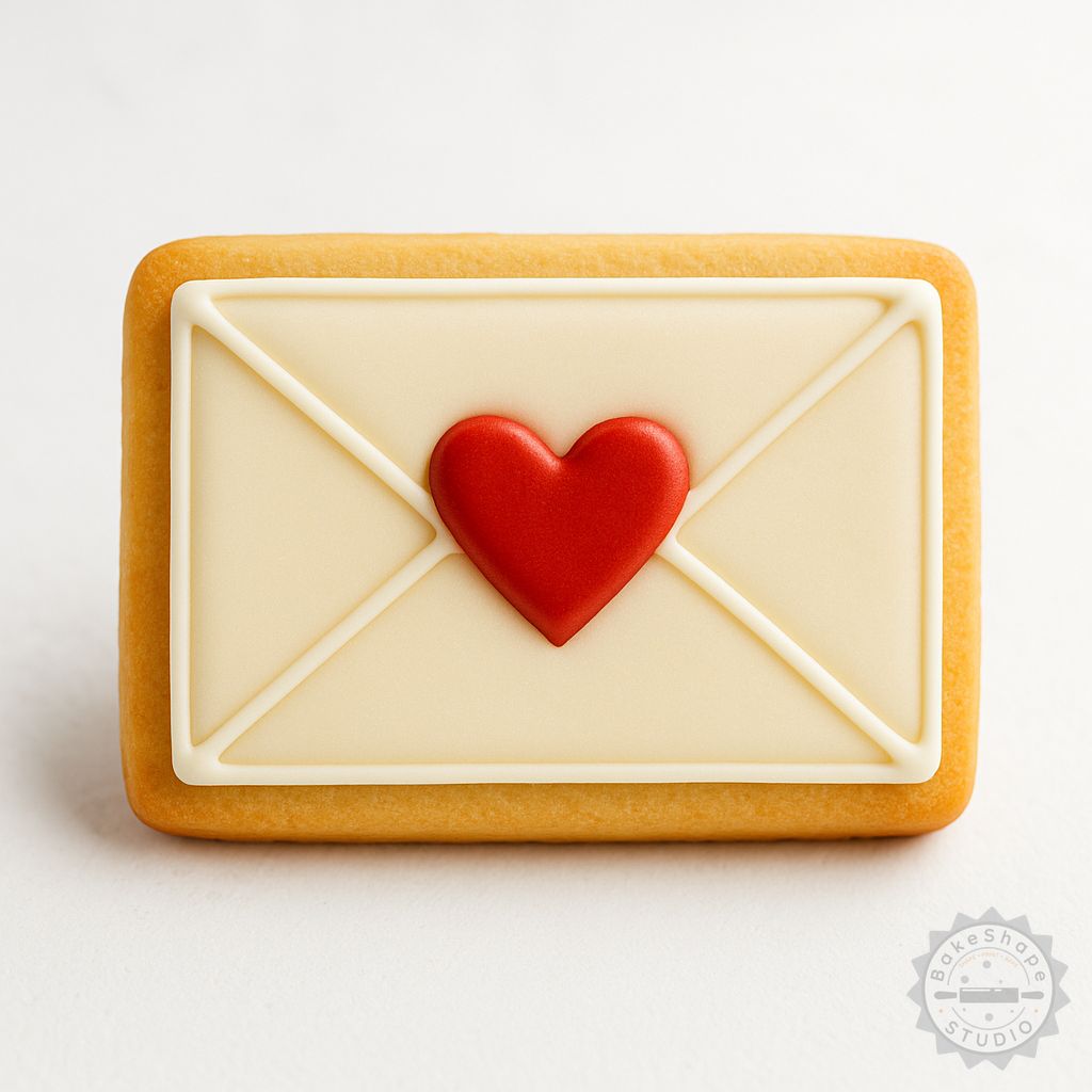 Love Letter cookie cutter and stamp set STL for creating romantic cookies and fondant decorations