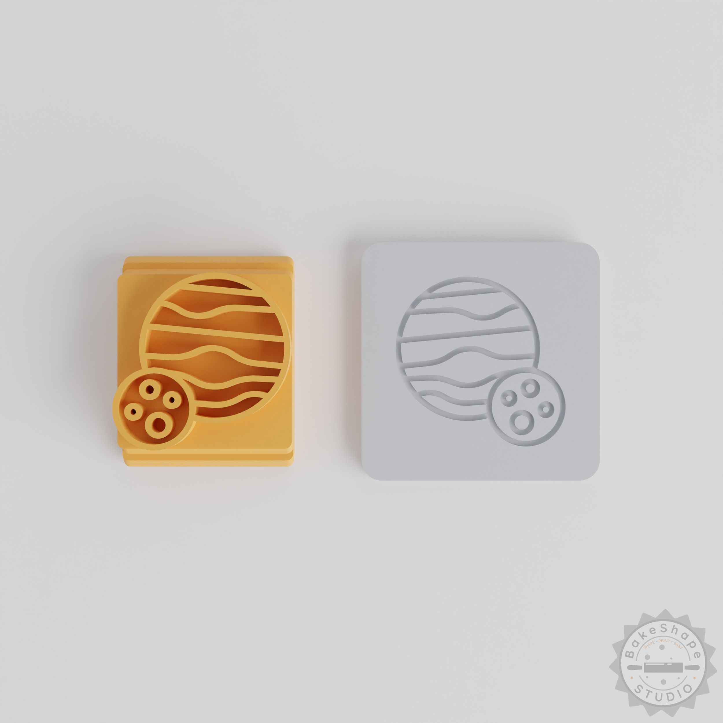 Planet with Moon Stamp Set, Clay and Cookie Craft Tool, 5 Size Options