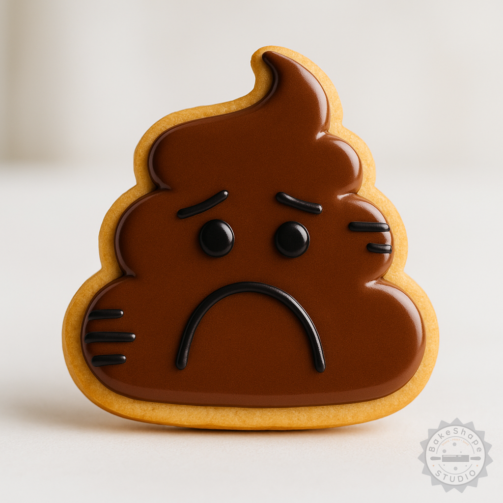 Decorated example 1 of Poop Shape Cutter & Stamp Set, 6-Piece Emoji Cookie Fondant Tool Kit, S/M/L Sizes