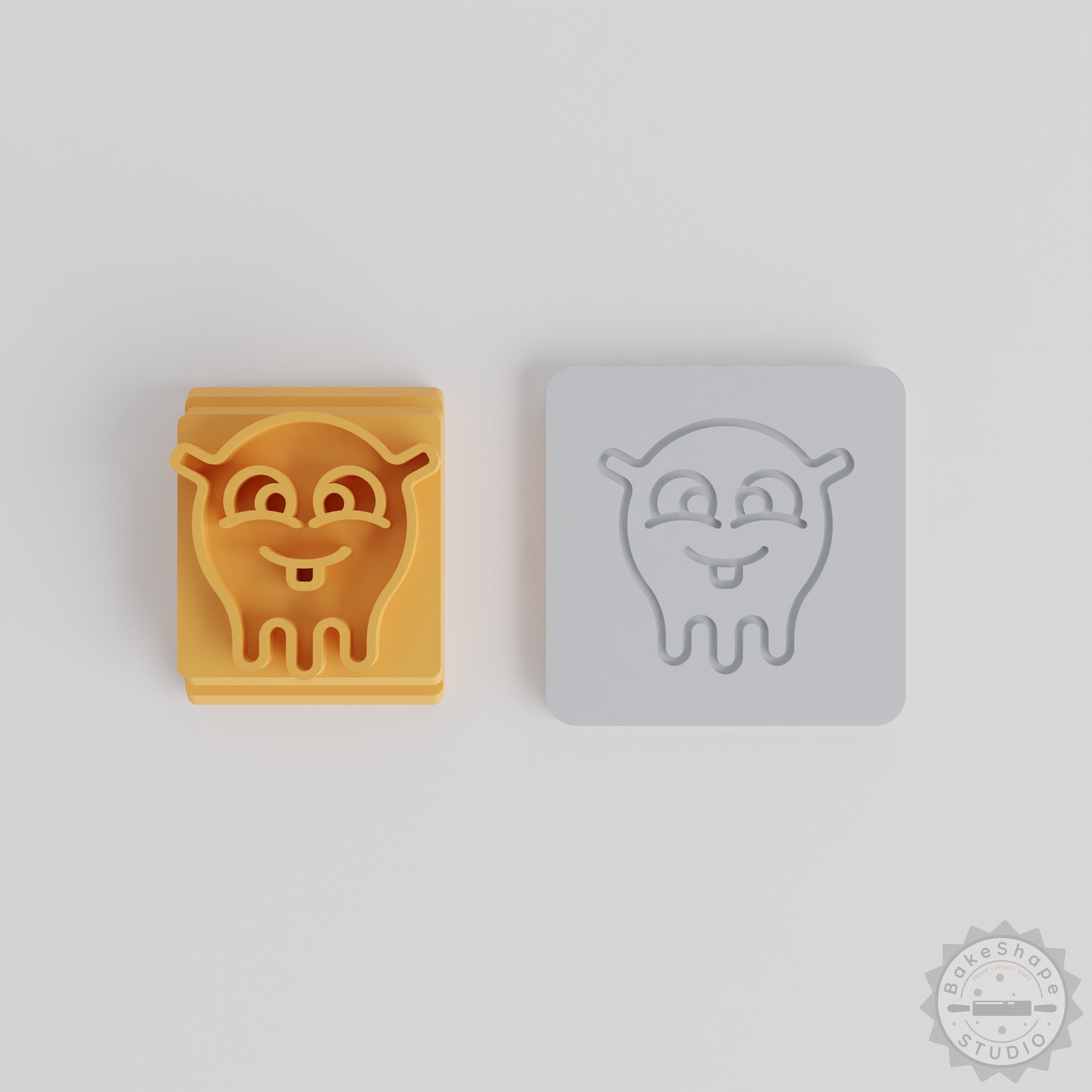Melting Monster Stamp Tile Set, 5 Motif Sizes for Clay, Cookies, Fondant, Cartoon Slime Design
